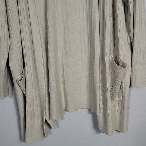 Lulus Ribbed Knit Cardigan Size L Cream Ivory Pockets Chunky Knit Coastal Lagen - Picture 3 of 13